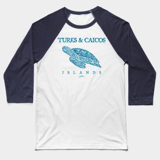 Turks & Caicos Islands Gliding Sea Turtle Baseball T-Shirt
